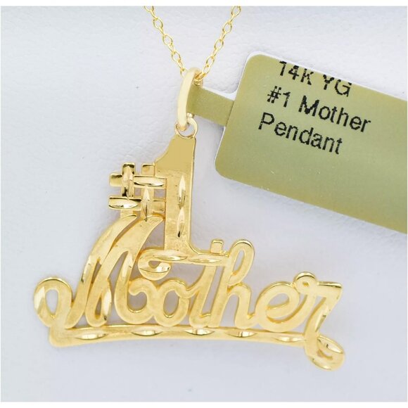 #1 Mother Pendant 14k Solid Yellow Gold